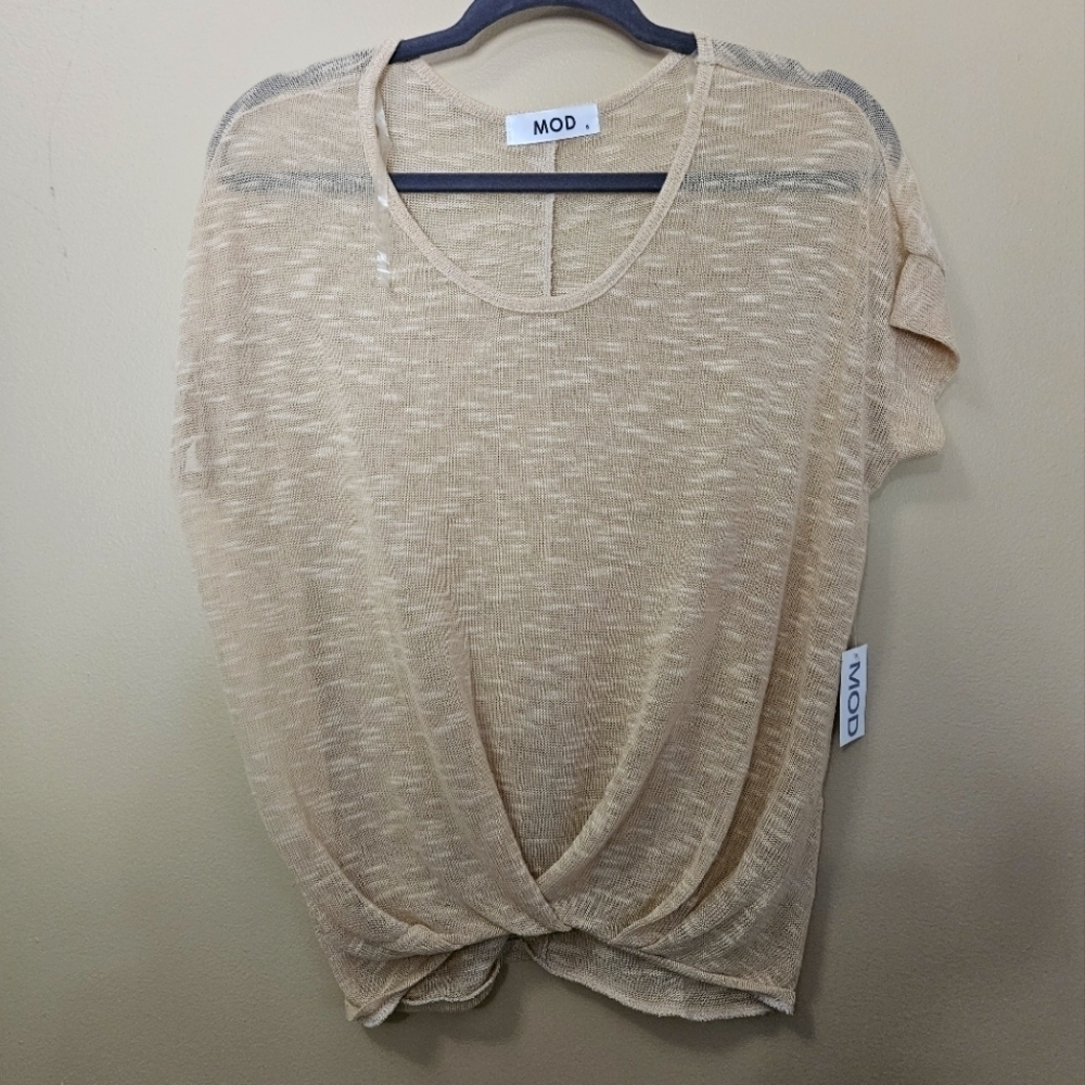 NWT MOD knit Sheer Top Dolman Nude Color Women's Size S